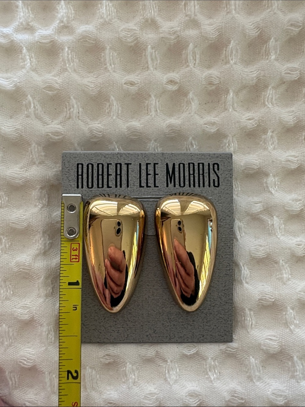 Robert Lee Morris Polished Goldtone Chunky Wedge Shaped Drop Earrings - Picture 4 of 4